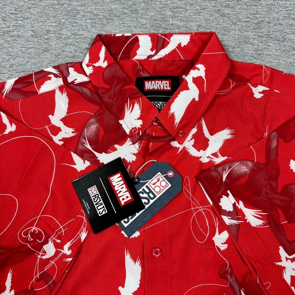 RSVLTS x Marvel Spider Man Shirt Mens XL Red Frequent Flyer Miles & Peter NEW
